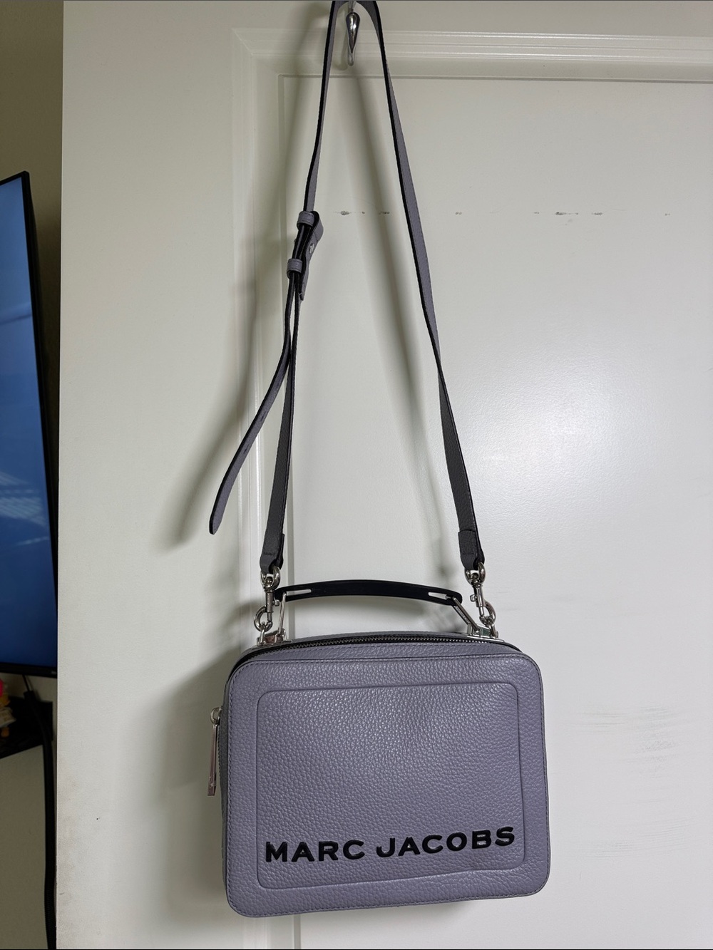 Marc Jacobs Lavender Pebbled Leather Crossbody Box Bag with Top Handle